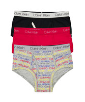 cotton stretch 3pk brief black - high risk red - ck multi logo heather